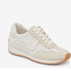 Dolce Vita Cream and White Mesh Woven Sneakers